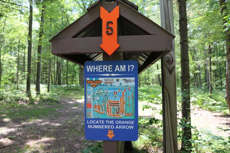 Timber Ridge Resort Miles of Wooded Trails Signage