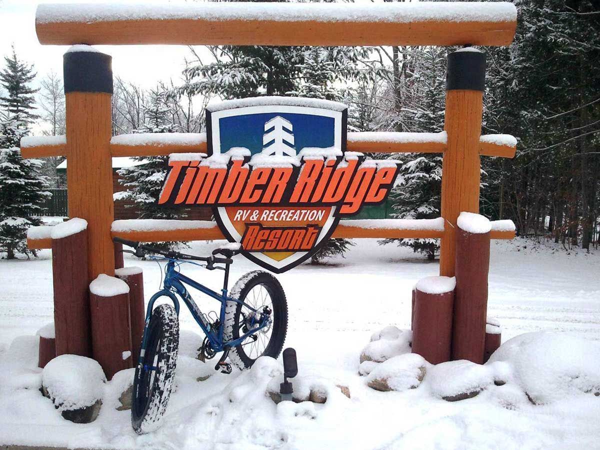 snow bike timber ridge sign